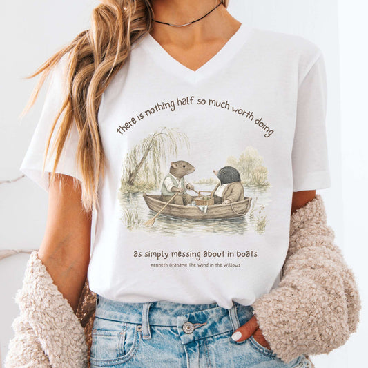 Nothing Half So Much Worth Doing The Wind in the Willows Literary V-Neck