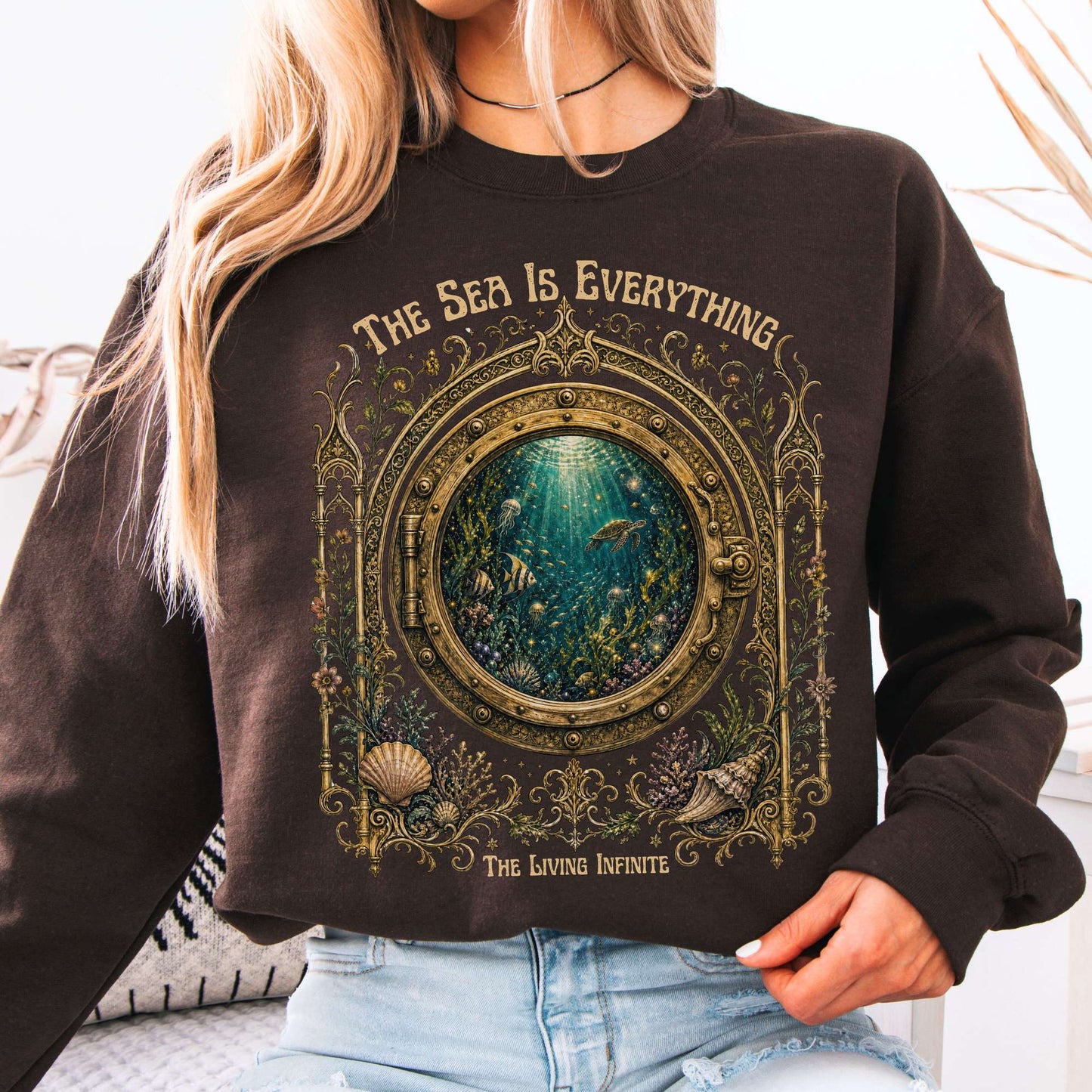 The Sea Is Everything Twenty Thousand Leagues Under the Sea Literary Crewneck Sweatshirt