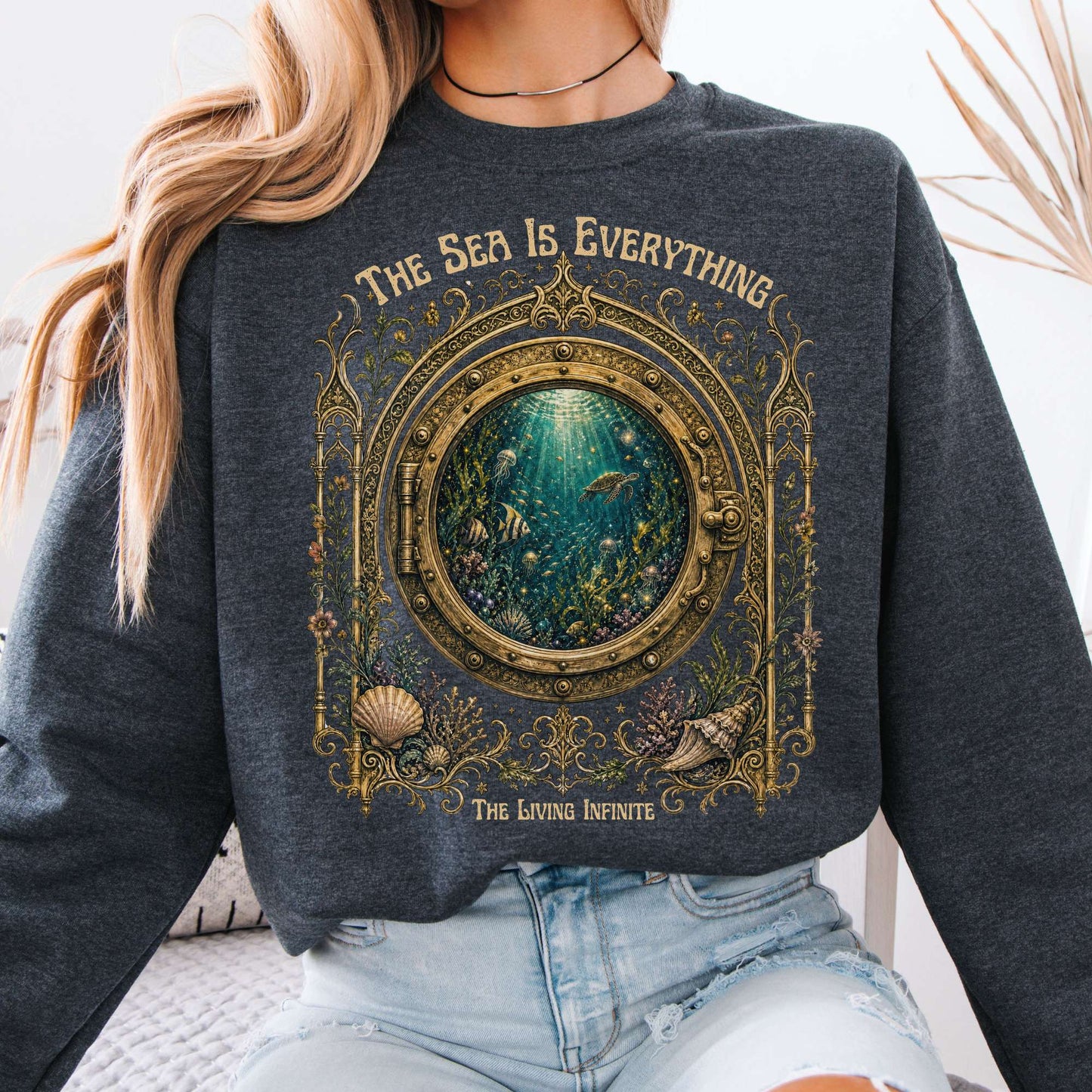 The Sea Is Everything Twenty Thousand Leagues Under the Sea Literary Crewneck Sweatshirt
