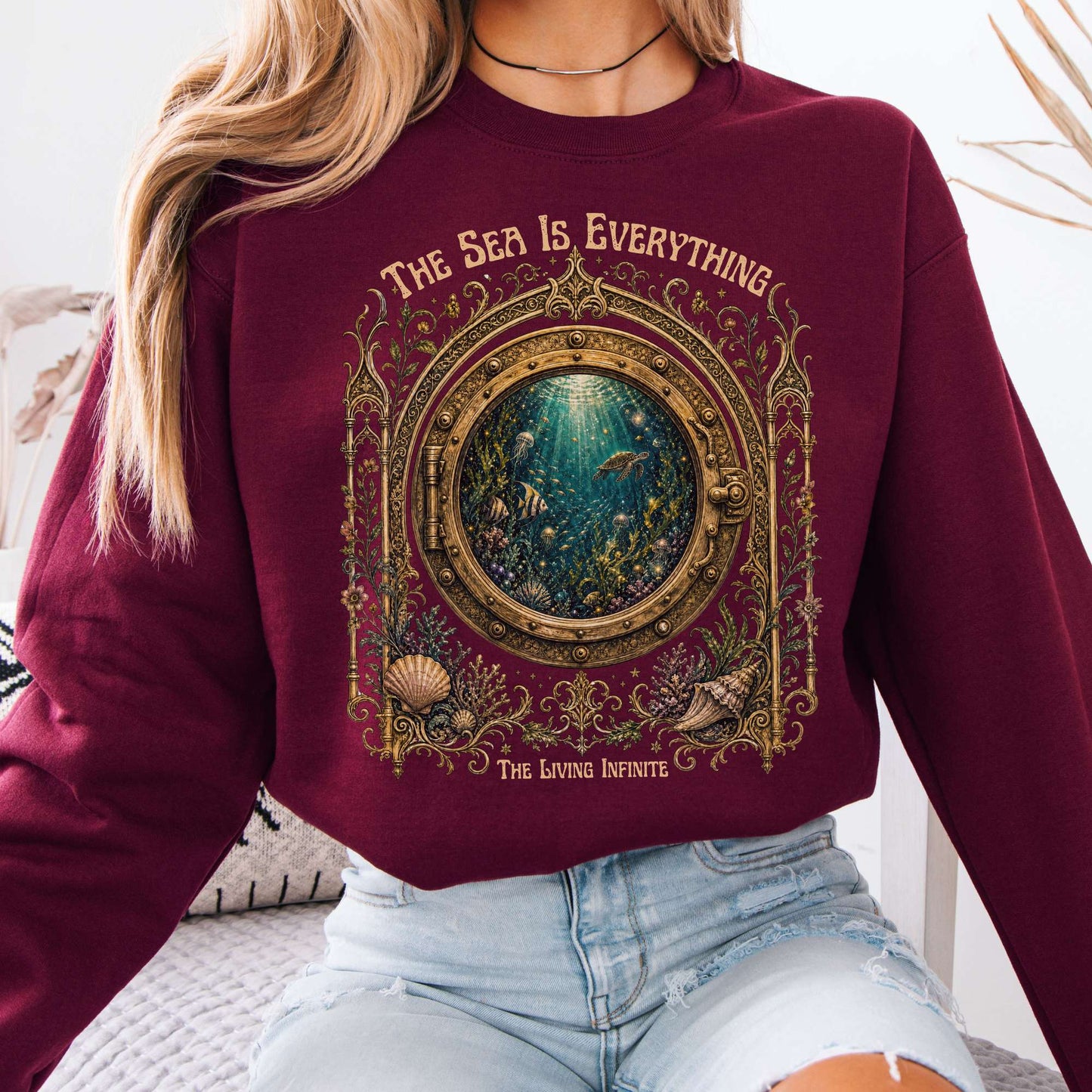 The Sea Is Everything Twenty Thousand Leagues Under the Sea Literary Crewneck Sweatshirt