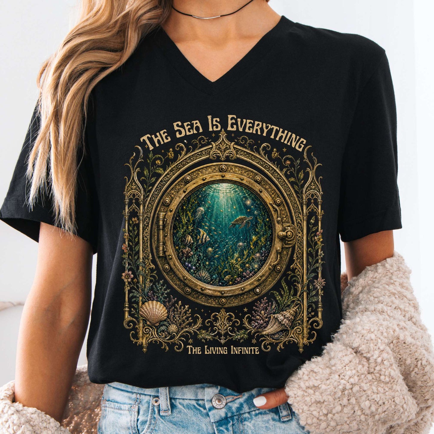 The Sea Is Everything Twenty Thousand Leagues Under the Sea Literary V-Neck