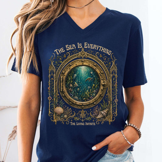 The Sea Is Everything Twenty Thousand Leagues Under the Sea Literary V-Neck