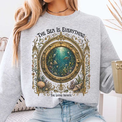 The Sea Is Everything Twenty Thousand Leagues Under the Sea Literary Crewneck Sweatshirt