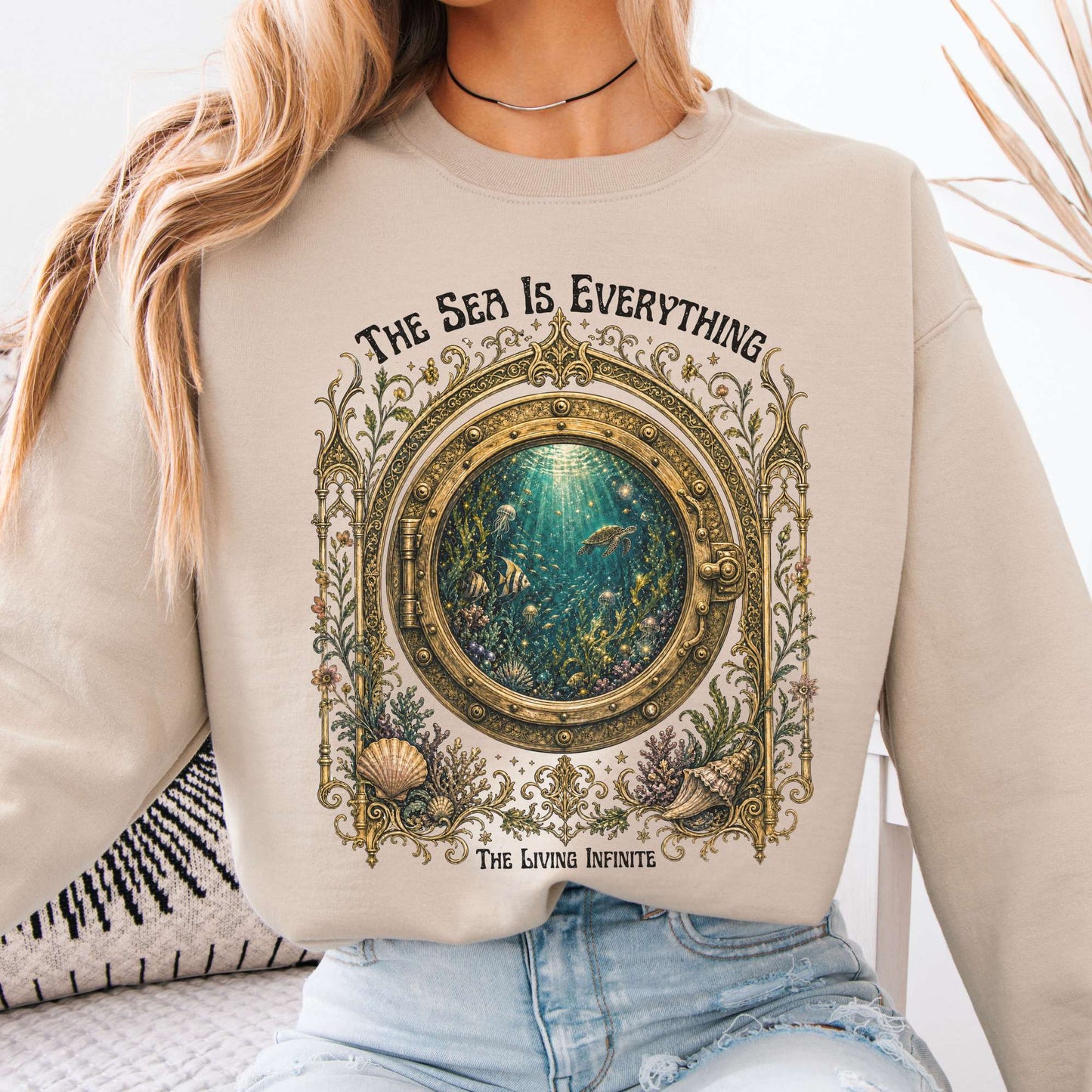 The Sea Is Everything Twenty Thousand Leagues Under the Sea Literary Crewneck Sweatshirt