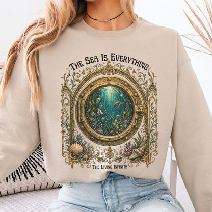 The Sea Is Everything Twenty Thousand Leagues Under the Sea Literary Crewneck Sweatshirt