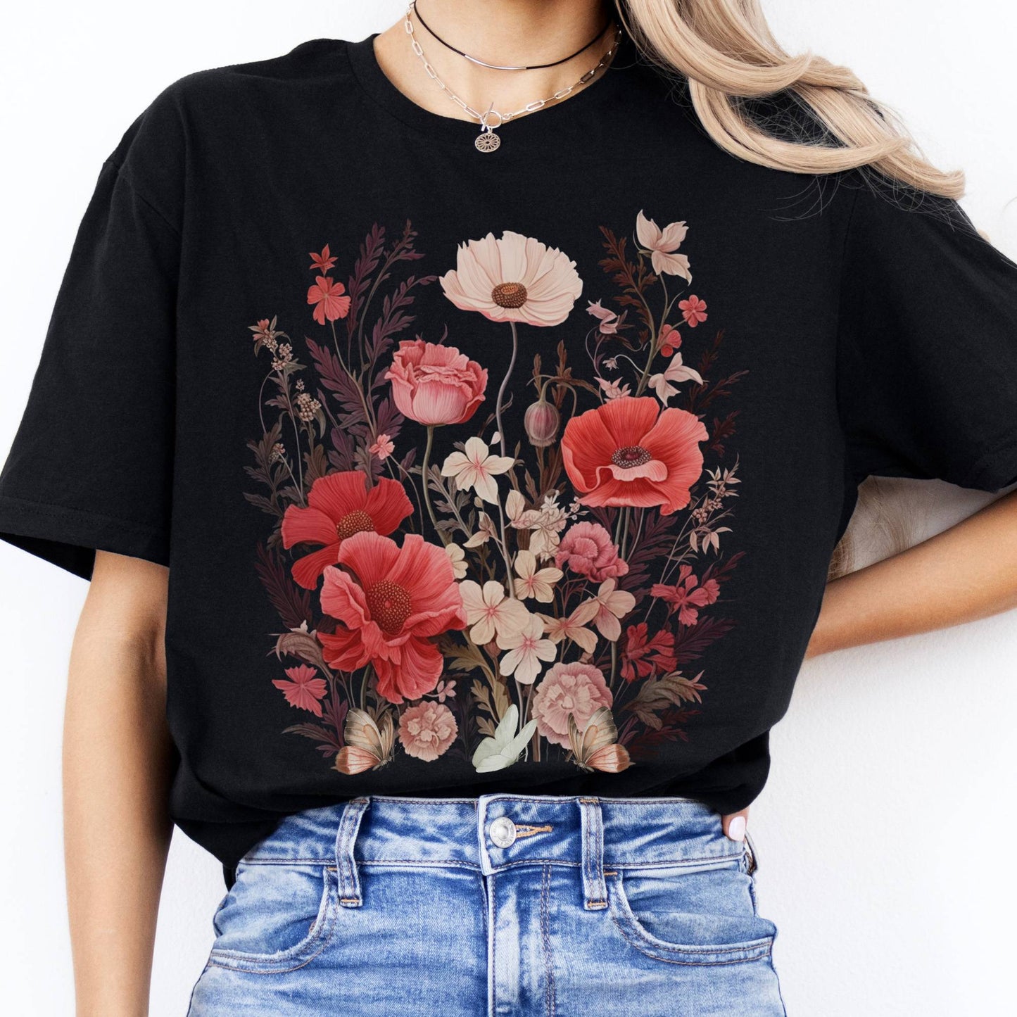 T-Shirt Dusky Pink Wildflowers T-Shirt The Mystic Eden