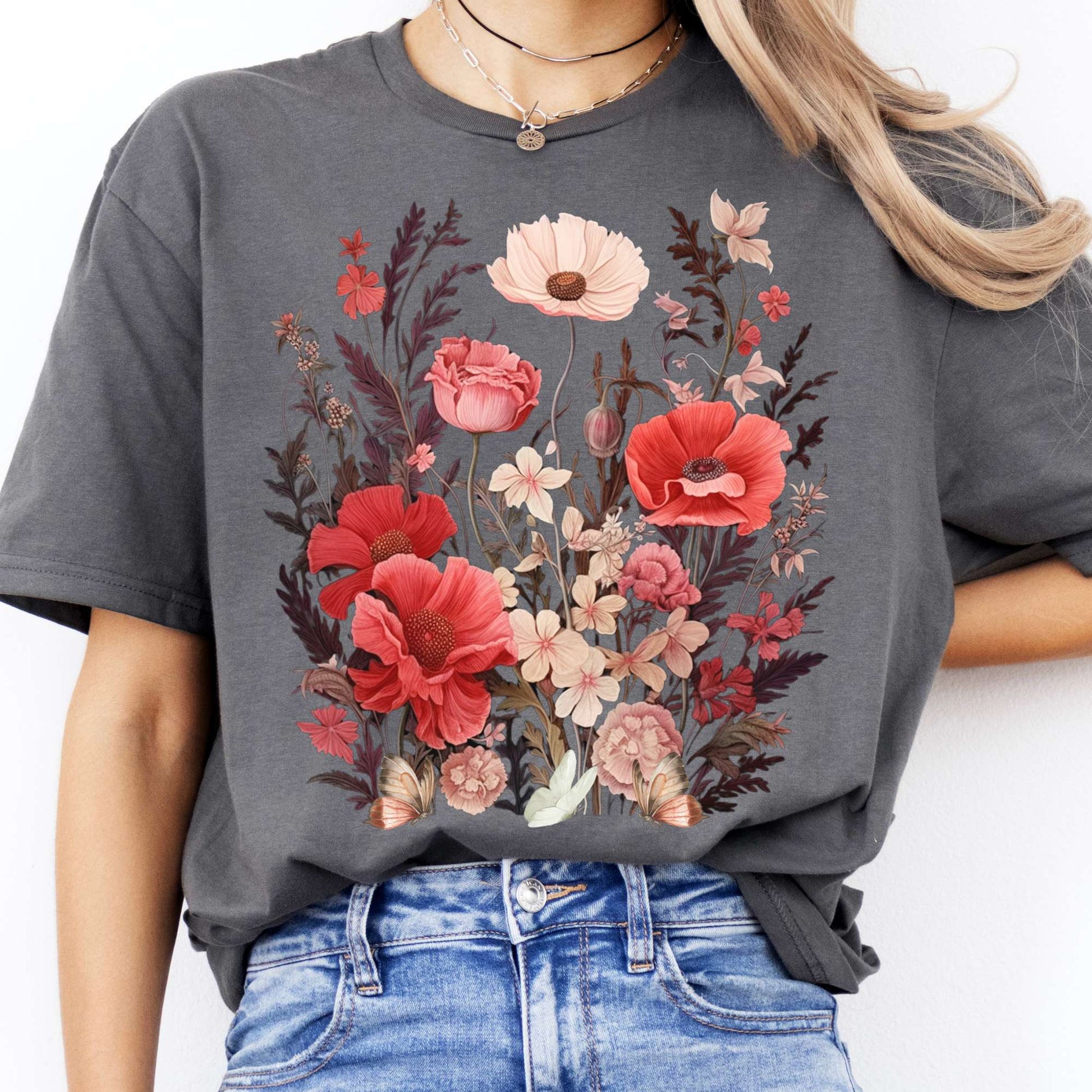 T-Shirt Dusky Pink Wildflowers T-Shirt The Mystic Eden