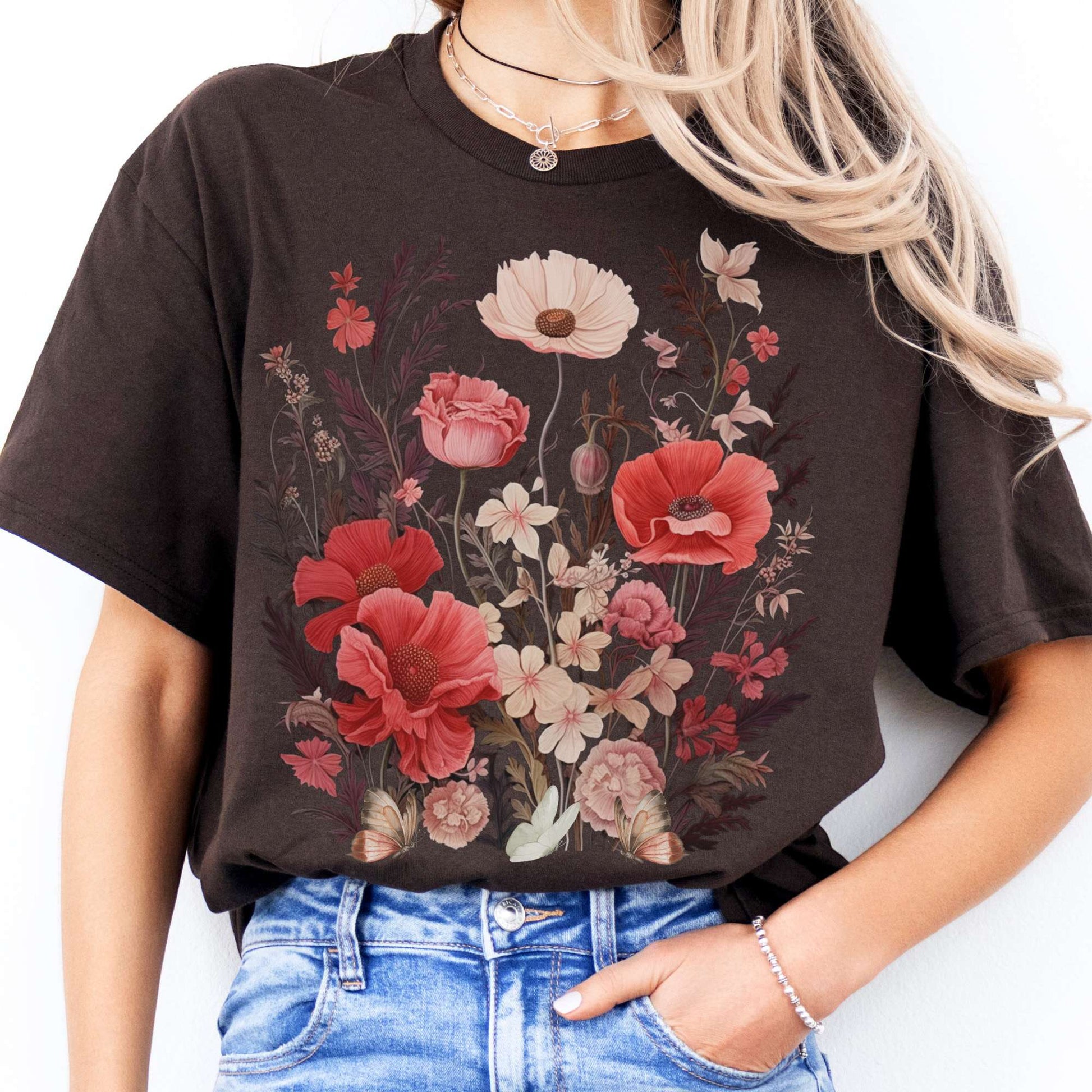 T-Shirt Dusky Pink Wildflowers T-Shirt The Mystic Eden