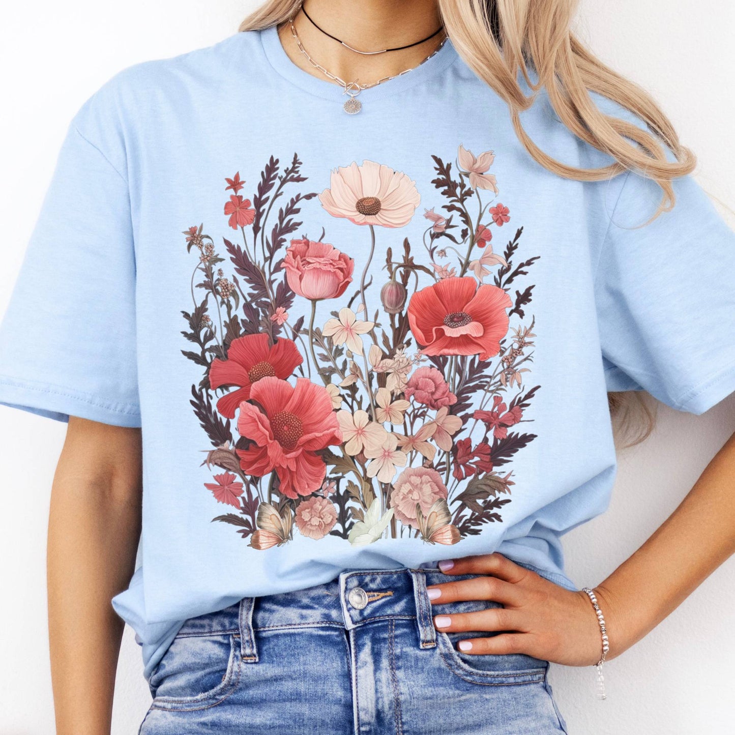 T-Shirt Dusky Pink Wildflowers T-Shirt The Mystic Eden