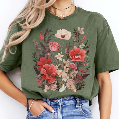 T-Shirt Dusky Pink Wildflowers T-Shirt The Mystic Eden