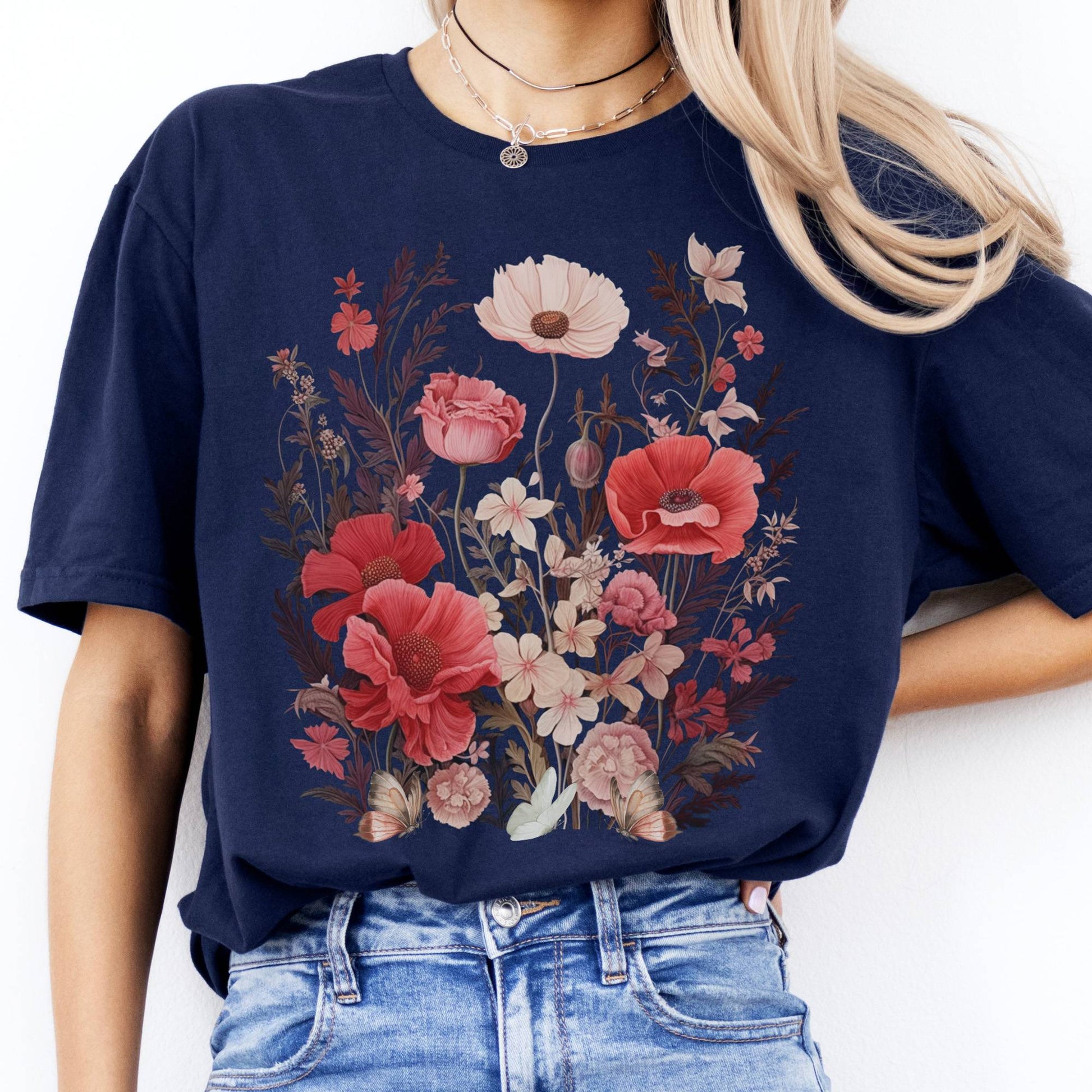 T-Shirt Dusky Pink Wildflowers T-Shirt The Mystic Eden