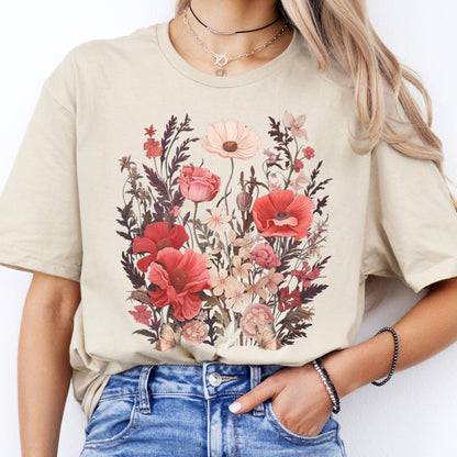 T-Shirt Dusky Pink Wildflowers T-Shirt The Mystic Eden