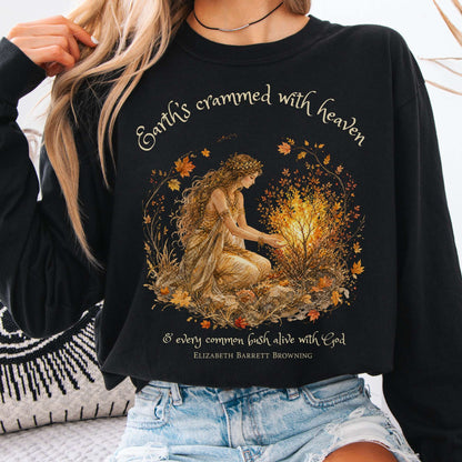 Earth's Crammed with Heaven Elizabeth Barrett Browning Literary Long Sleeve