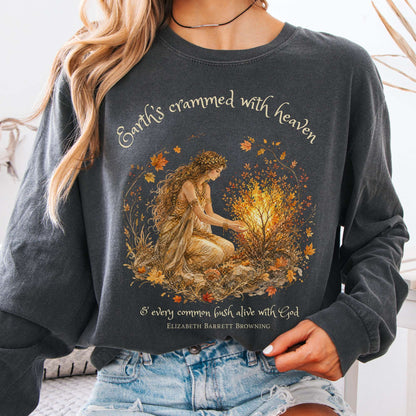 Earth's Crammed with Heaven Elizabeth Barrett Browning Literary Long Sleeve