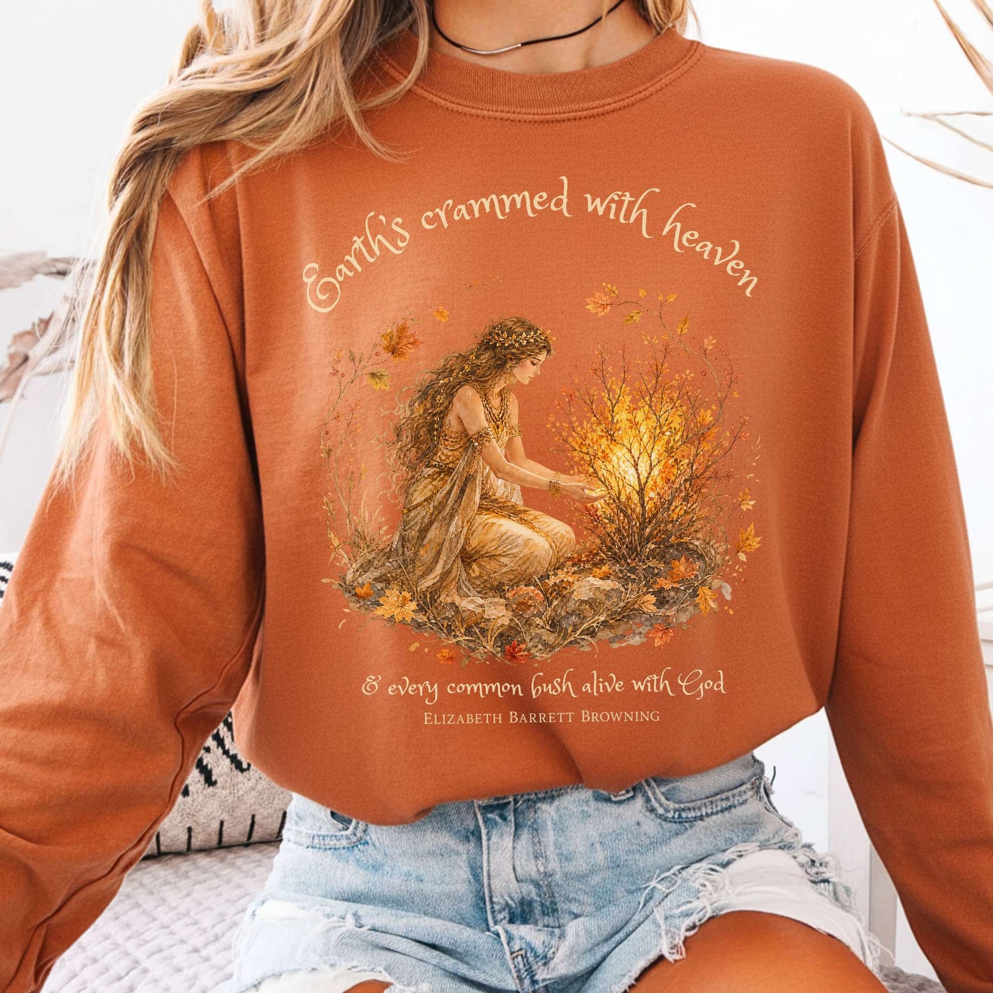 Earth's Crammed with Heaven Elizabeth Barrett Browning Literary Long Sleeve