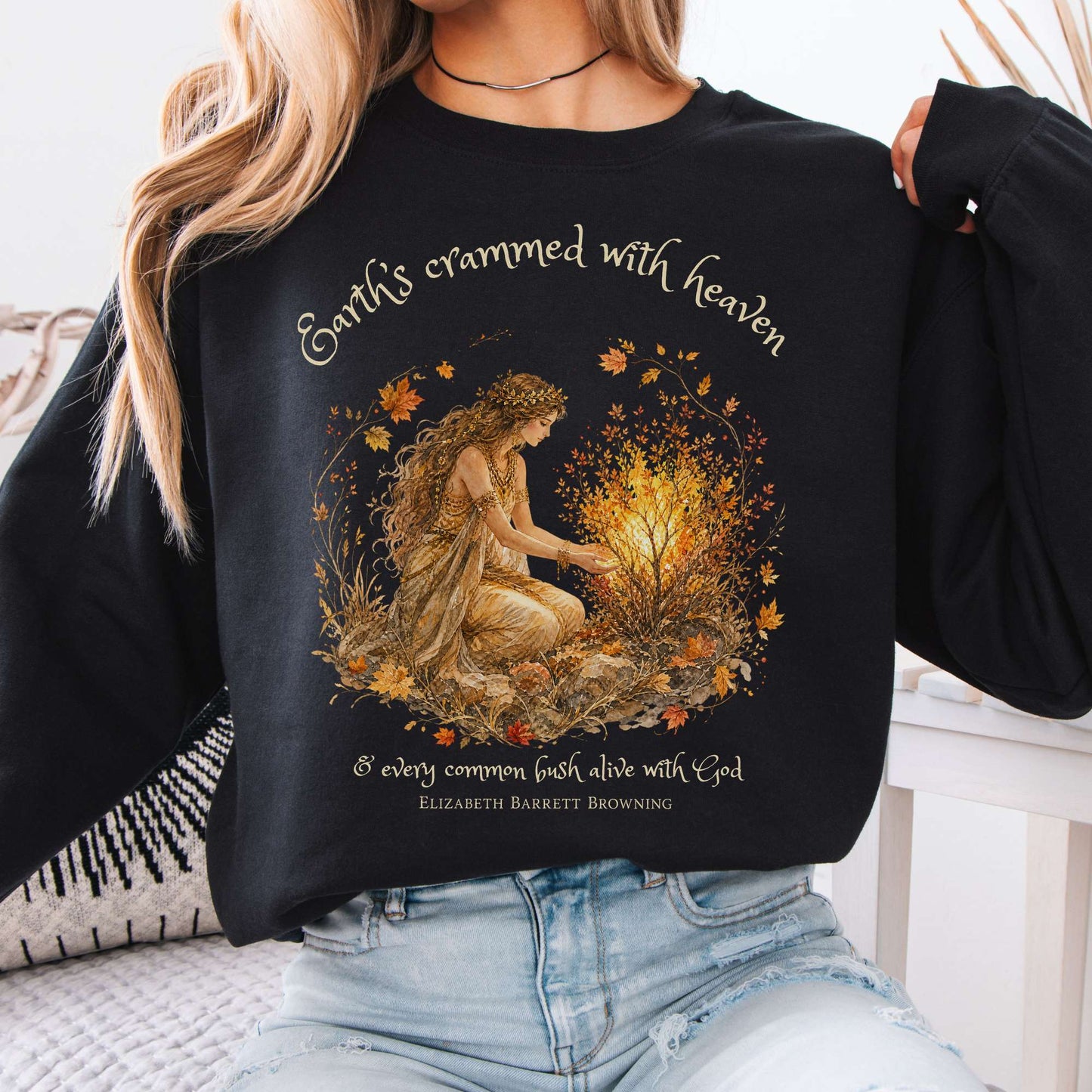 Earth's Crammed with Heaven Elizabeth Barrett Browning Literary Crewneck Sweatshirt