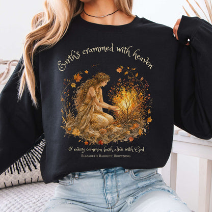 Earth's Crammed with Heaven Elizabeth Barrett Browning Literary Crewneck Sweatshirt