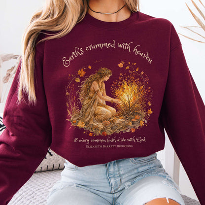 Earth's Crammed with Heaven Elizabeth Barrett Browning Literary Crewneck Sweatshirt