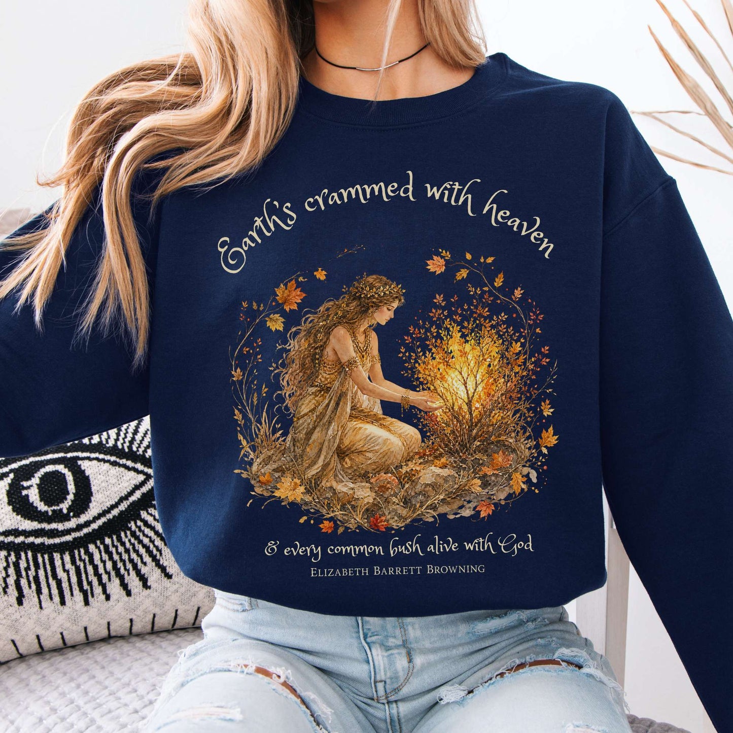 Earth's Crammed with Heaven Elizabeth Barrett Browning Literary Crewneck Sweatshirt