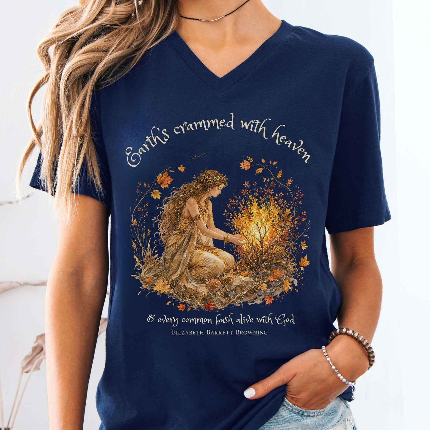 Earth's Crammed with Heaven Elizabeth Barrett Browning Literary V-Neck
