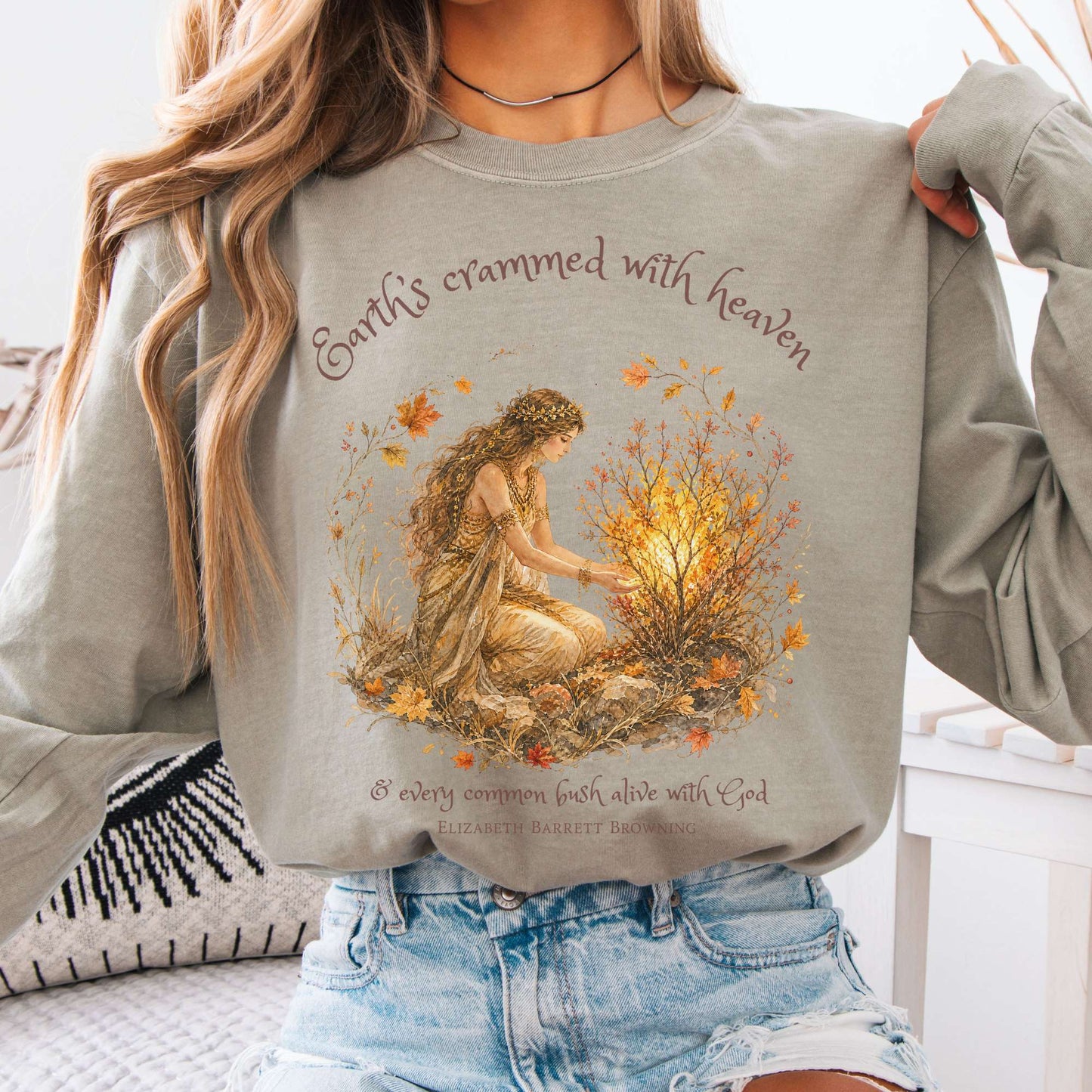 Earth's Crammed with Heaven Elizabeth Barrett Browning Literary Long Sleeve