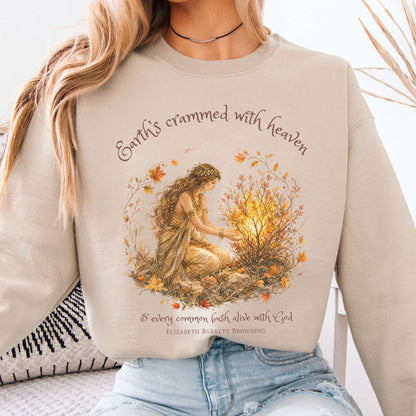 Earth's Crammed with Heaven Elizabeth Barrett Browning Literary Crewneck Sweatshirt