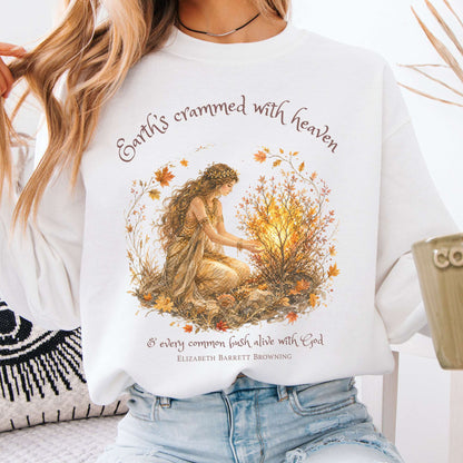 Earth's Crammed with Heaven Elizabeth Barrett Browning Literary Crewneck Sweatshirt