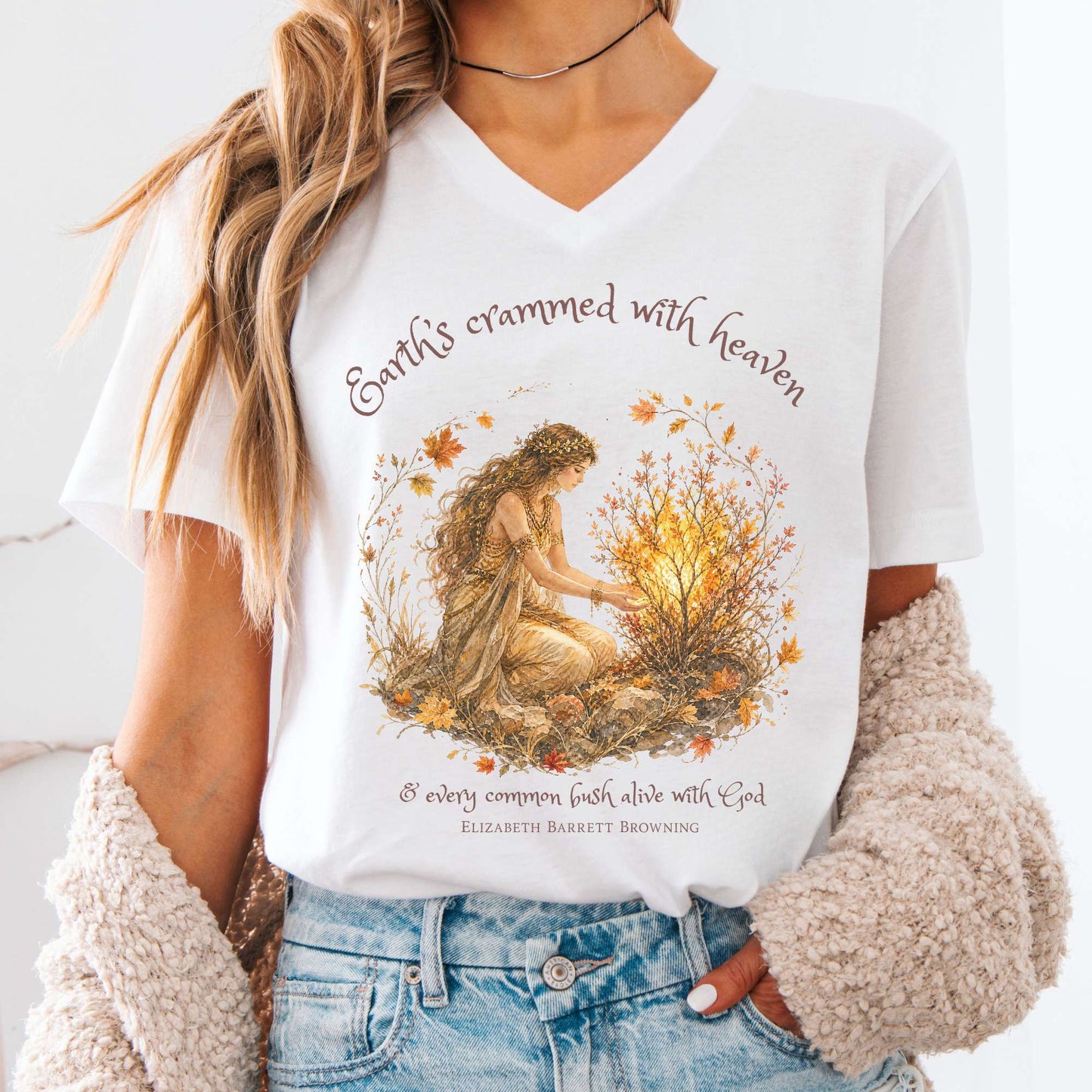 Earth's Crammed with Heaven Elizabeth Barrett Browning Literary V-Neck