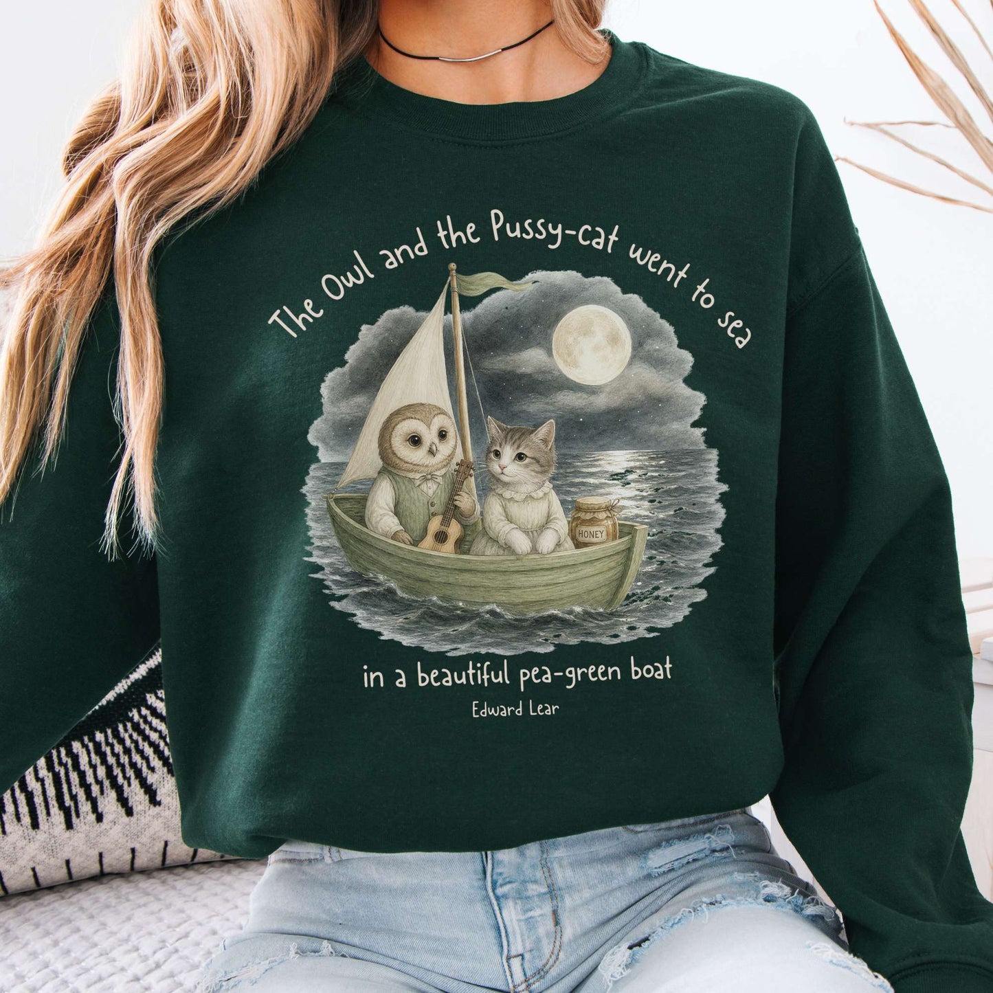 The Owl and the Pussy-Cat Edward Lear Literary Crewneck Sweatshirt