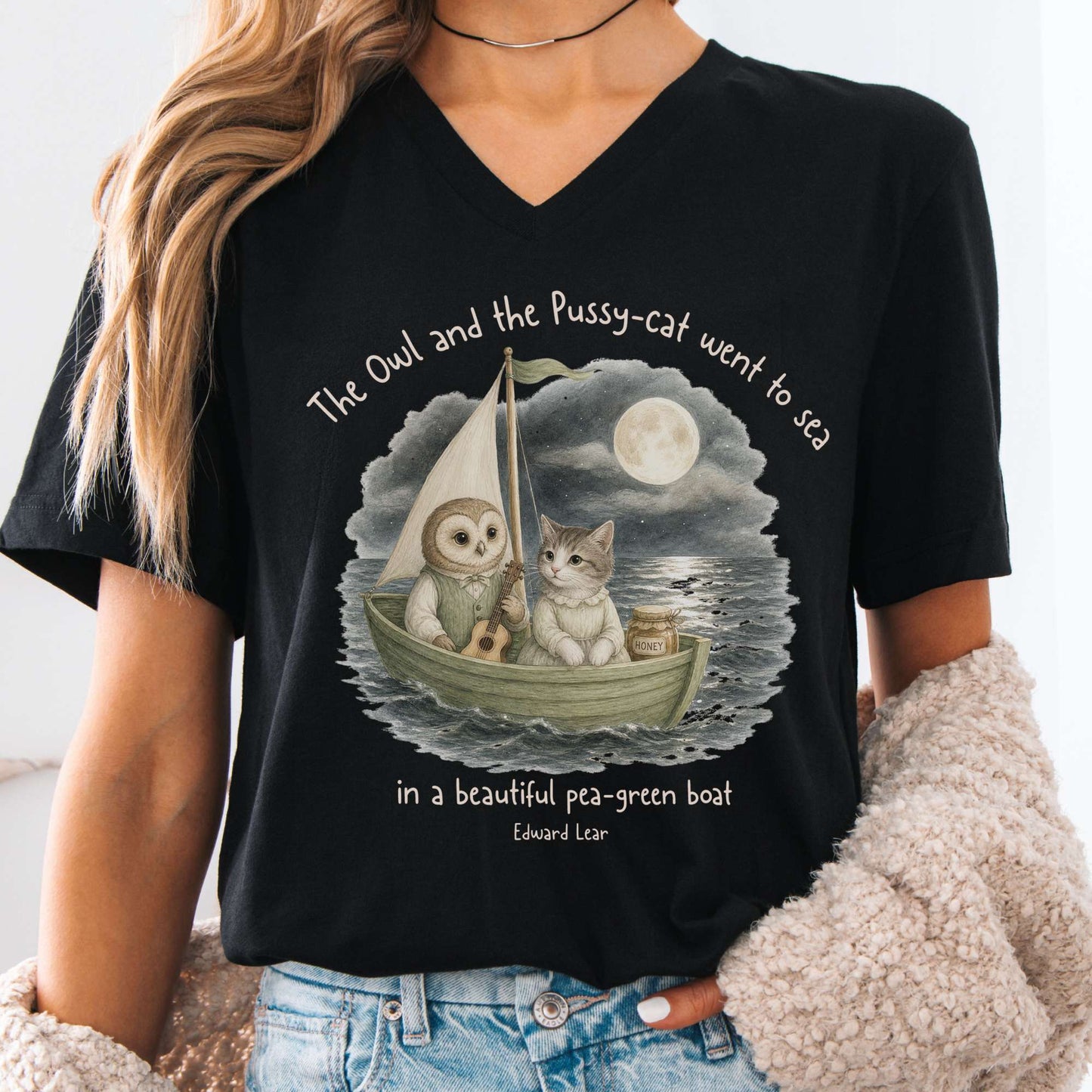 The Owl and the Pussy-Cat Edward Lear Literary V-Neck