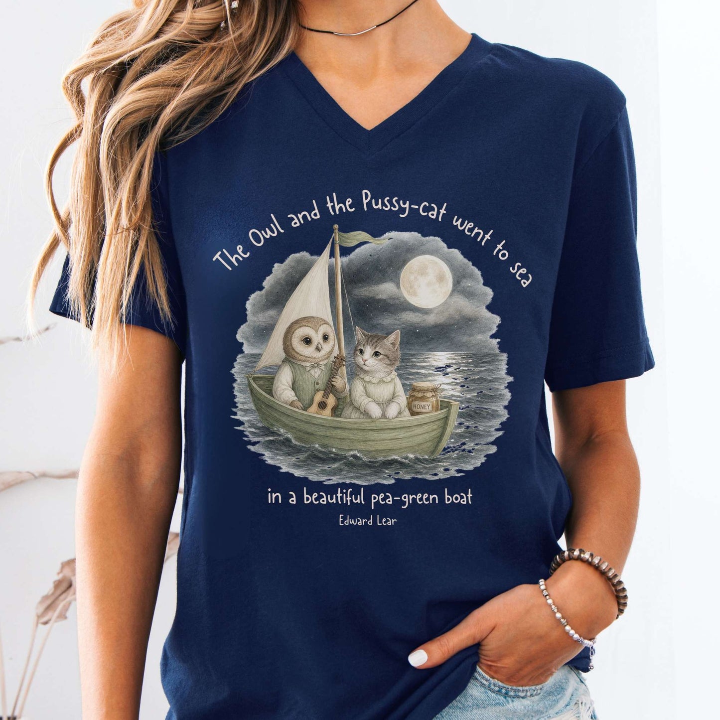 The Owl and the Pussy-Cat Edward Lear Literary V-Neck