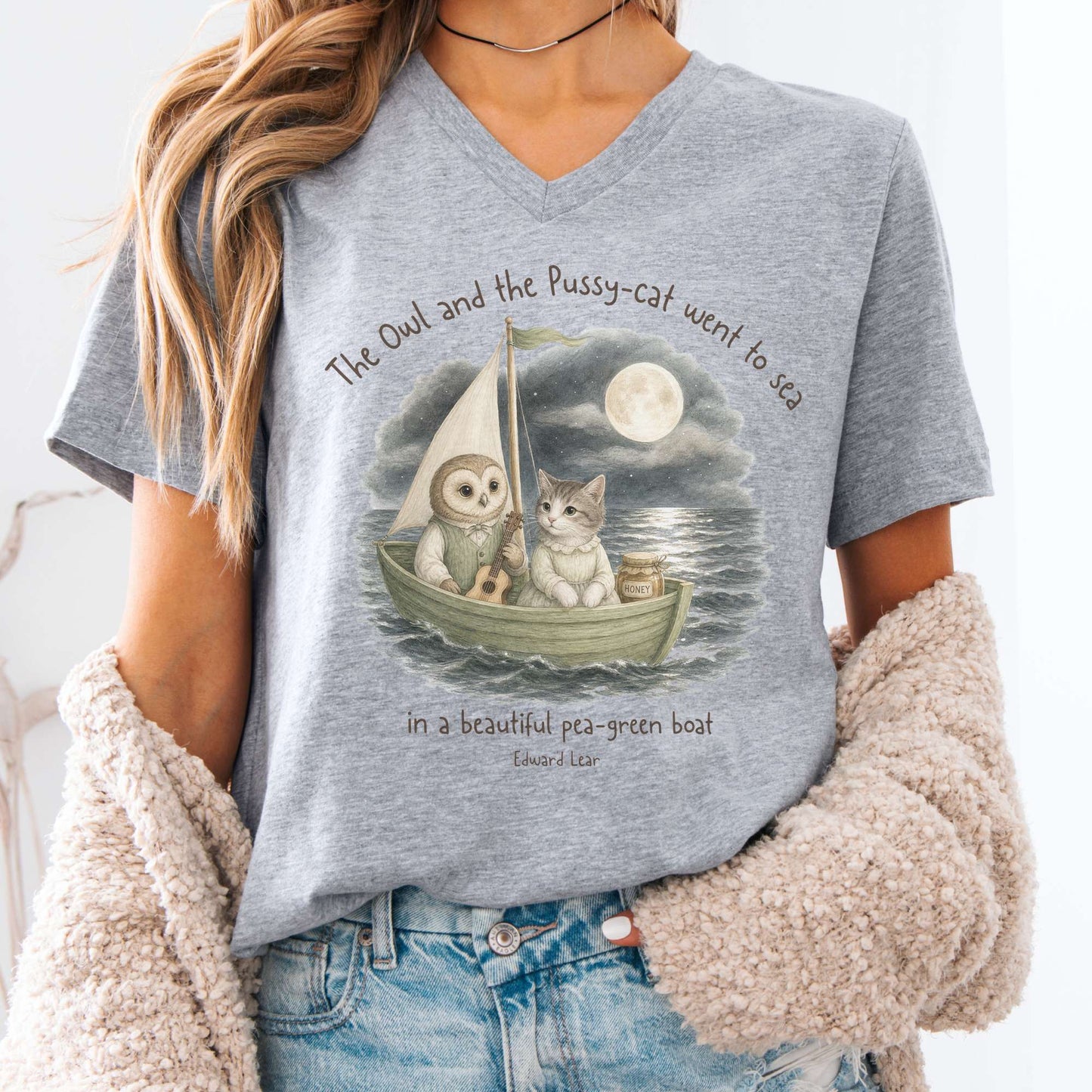 The Owl and the Pussy-Cat Edward Lear Literary V-Neck