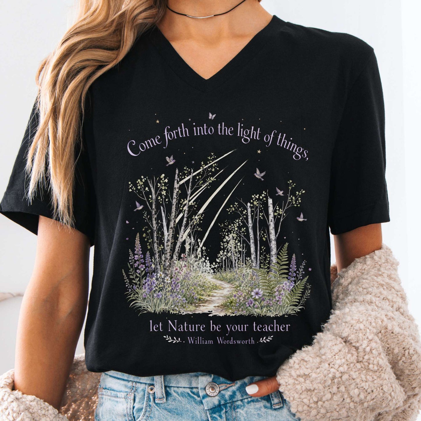 Let Nature Be Your Teacher William Wordsworth Literary V-Neck