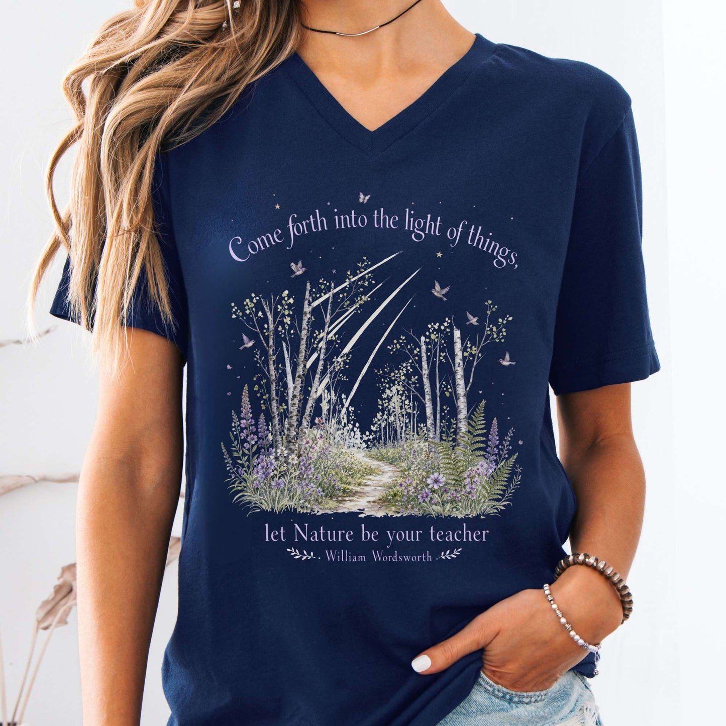 Let Nature Be Your Teacher William Wordsworth Literary V-Neck