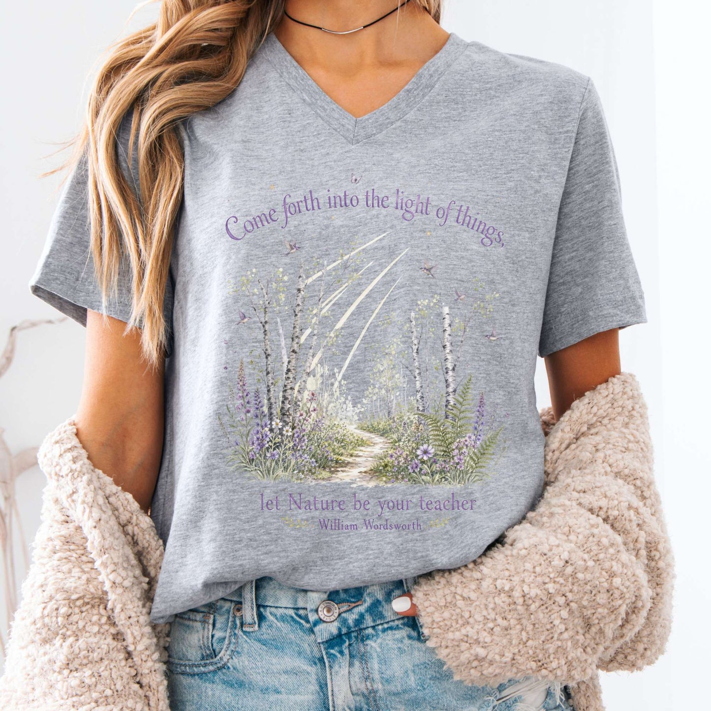Let Nature Be Your Teacher William Wordsworth Literary V-Neck