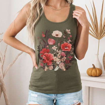 Tank Top Dusky Pink Wildflowers Women's Racerback Tank Top The Mystic Eden