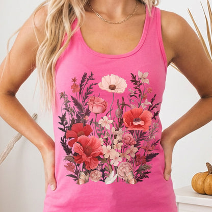 Tank Top Solid Hot Pink / XS Dusky Pink Wildflowers Women's Racerback Tank Top The Mystic Eden
