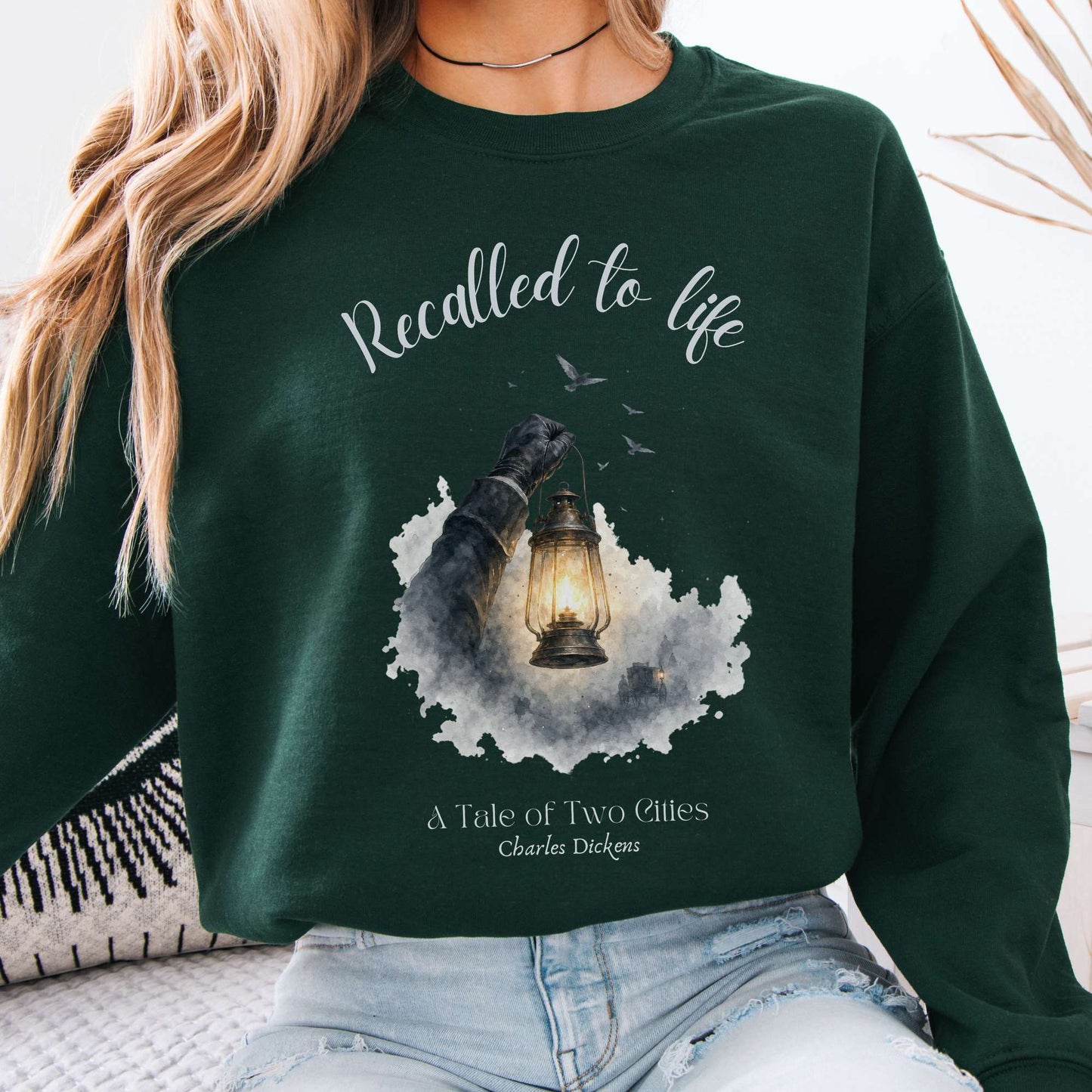 Recalled to Life A Tale of Two Cities Dickens Literary Crewneck Sweatshirt