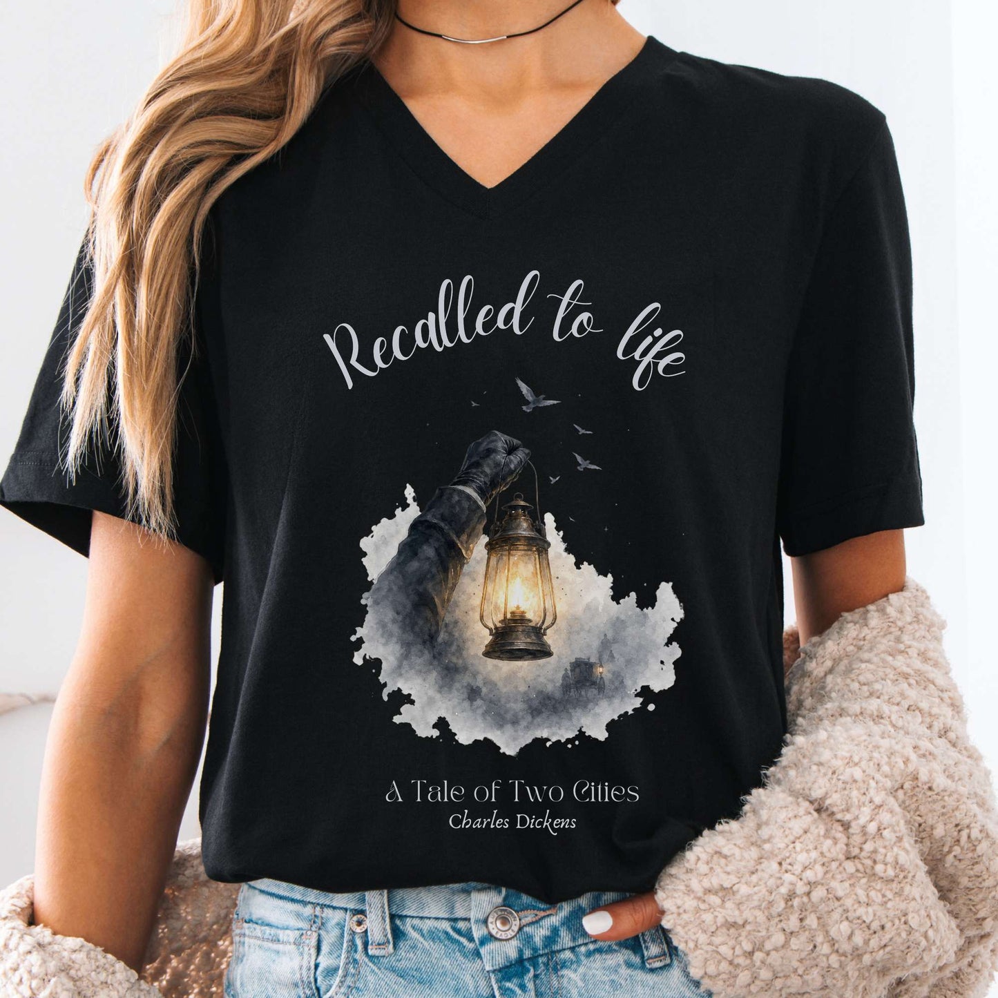 Recalled to Life A Tale of Two Cities Dickens Literary V-Neck