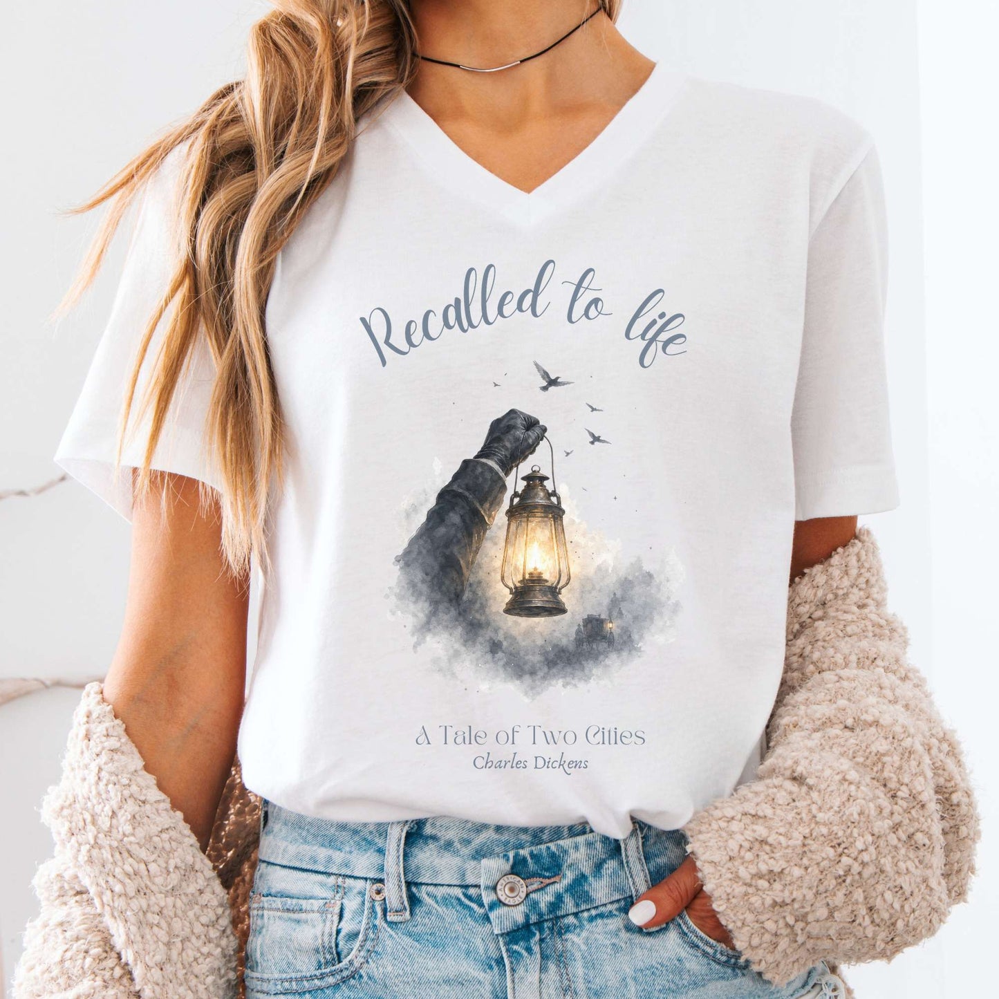 Recalled to Life A Tale of Two Cities Dickens Literary V-Neck