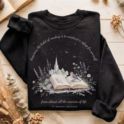 Acquiring the Habit of Reading W. Somerset Maugham Literary Sweatshirt