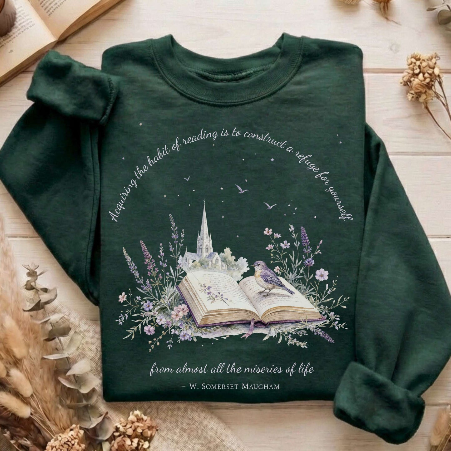 Acquiring the Habit of Reading W. Somerset Maugham Literary Sweatshirt