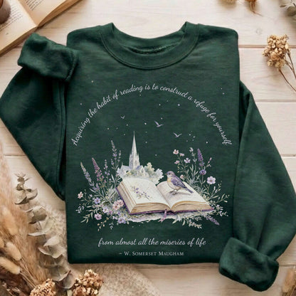 Acquiring the Habit of Reading W. Somerset Maugham Literary Sweatshirt