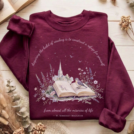 Acquiring the Habit of Reading W. Somerset Maugham Literary Sweatshirt