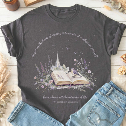 Acquiring the Habit of Reading W. Somerset Maugham Literary T-Shirt