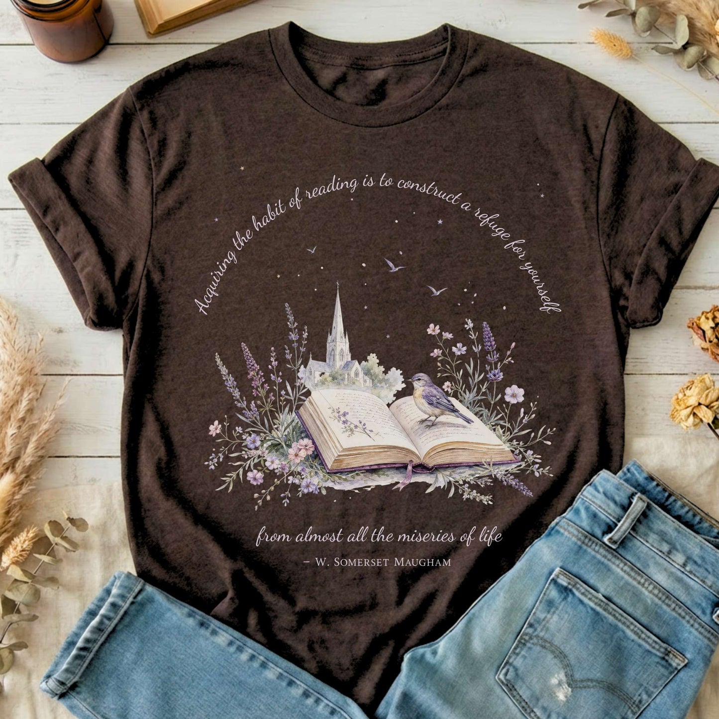 Acquiring the Habit of Reading W. Somerset Maugham Literary T-Shirt