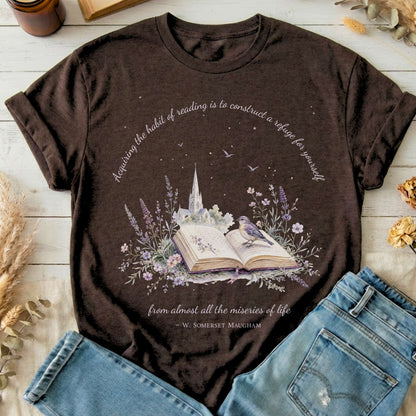 Acquiring the Habit of Reading W. Somerset Maugham Literary T-Shirt