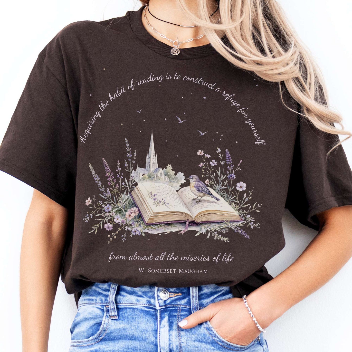 Acquiring the Habit of Reading W. Somerset Maugham Literary T-Shirt