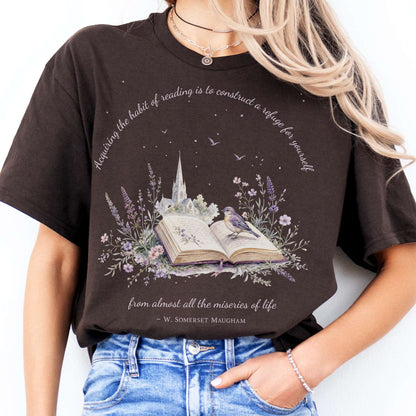 Acquiring the Habit of Reading W. Somerset Maugham Literary T-Shirt