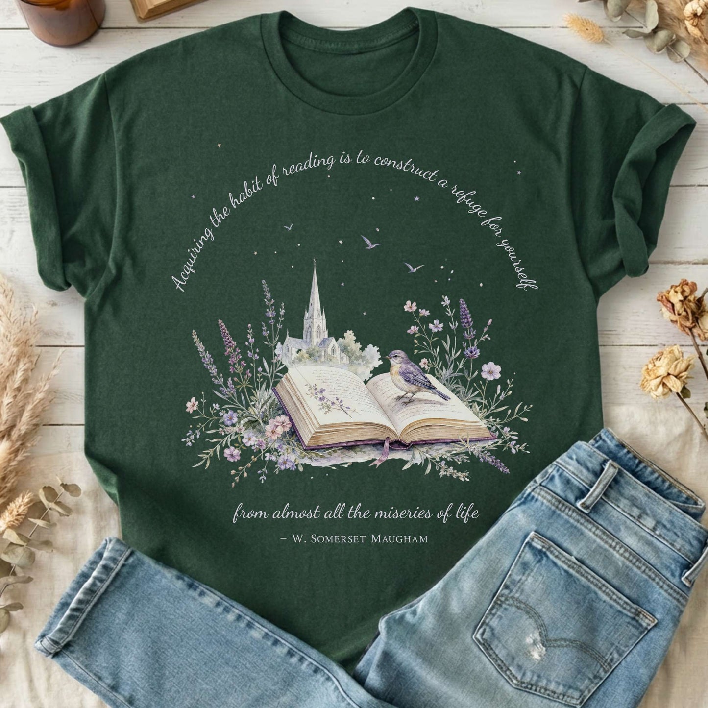 Acquiring the Habit of Reading W. Somerset Maugham Literary T-Shirt